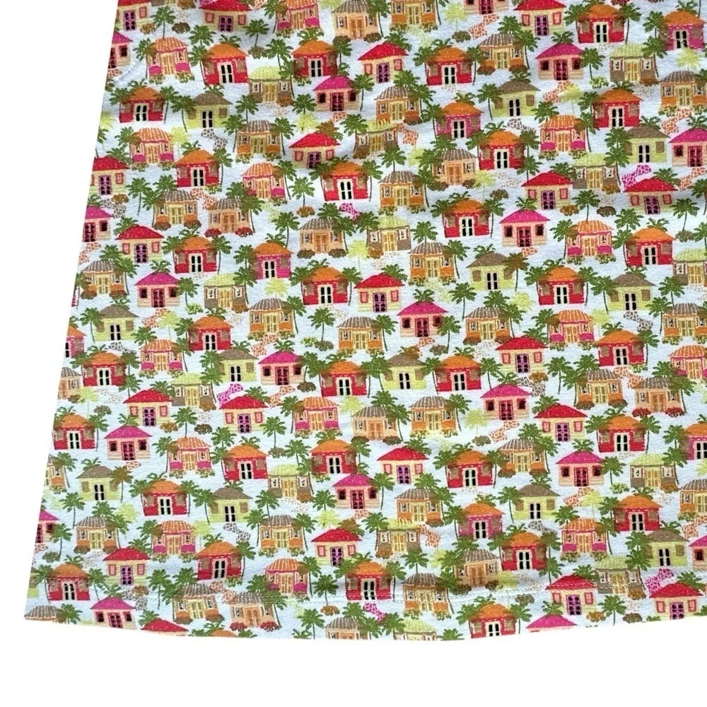 J JILL | NWOT HOUSE SKIRT PULL-ON A-LINE COTTON & MODAL PALM TREES | SMALL_3